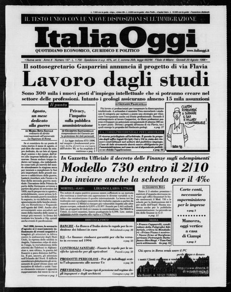 Italia oggi : quotidiano di economia finanza e politica